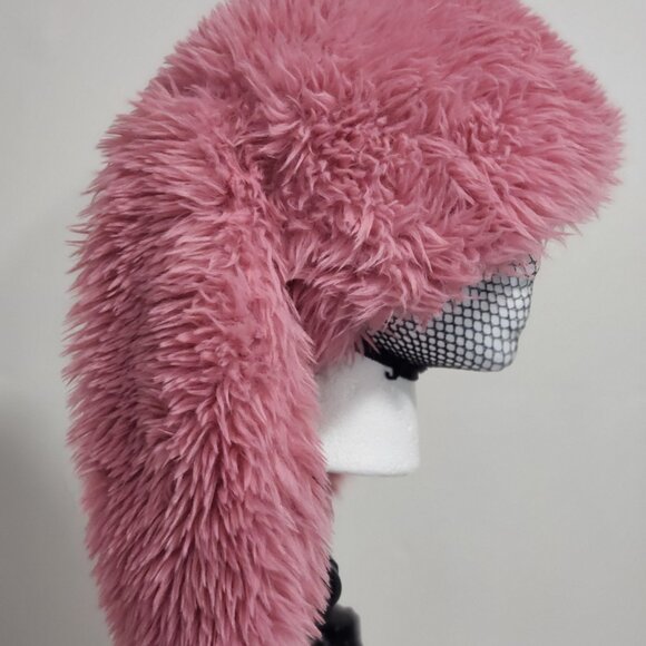 Faux fur pink hat with rabbit ears, 52 size - Picture 4 of 4